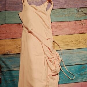 Elegant Pink Pastel Ruched Dress Spandex Polyester Bodycon